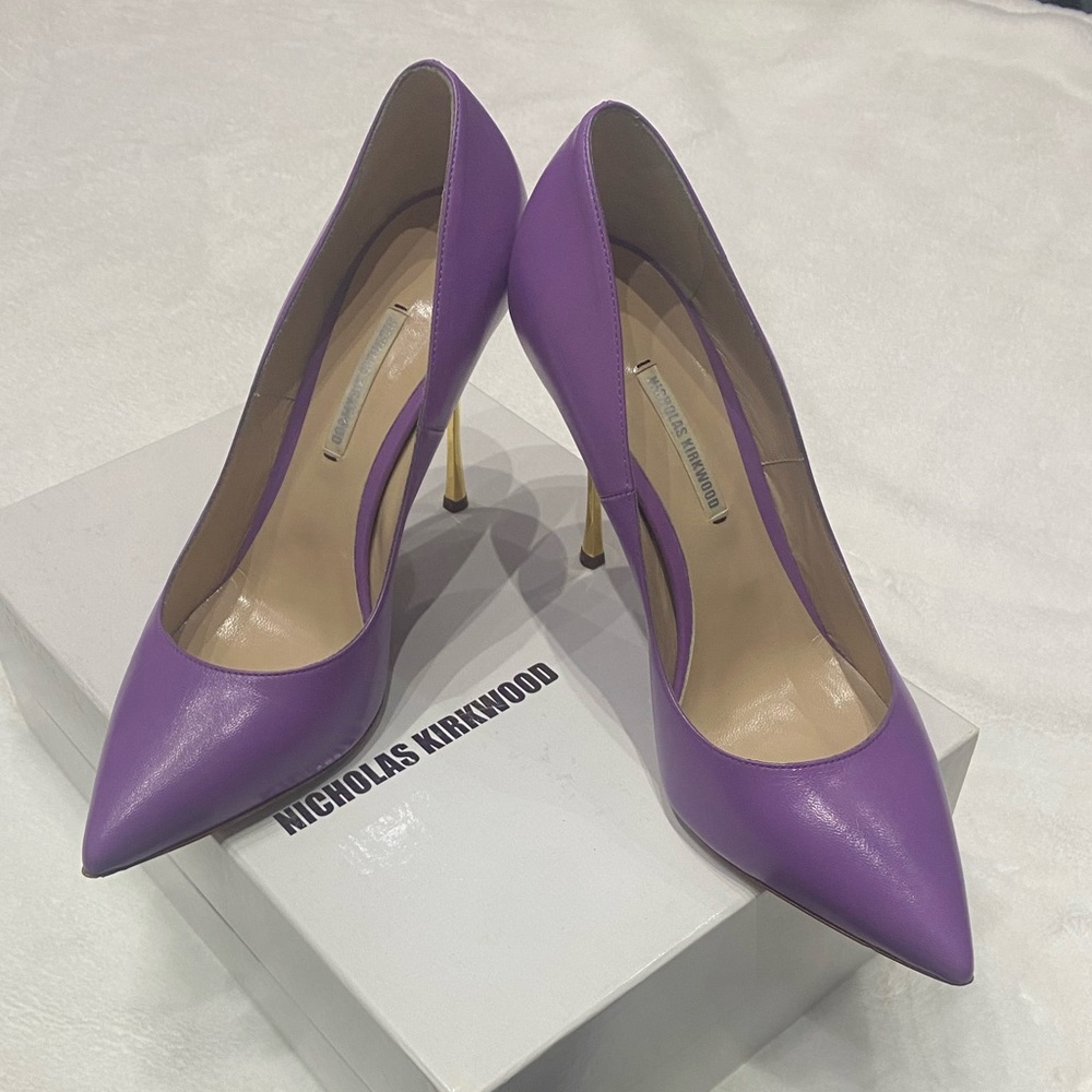 Nicholas Kirkwood Purple With Gold Heels Size 36